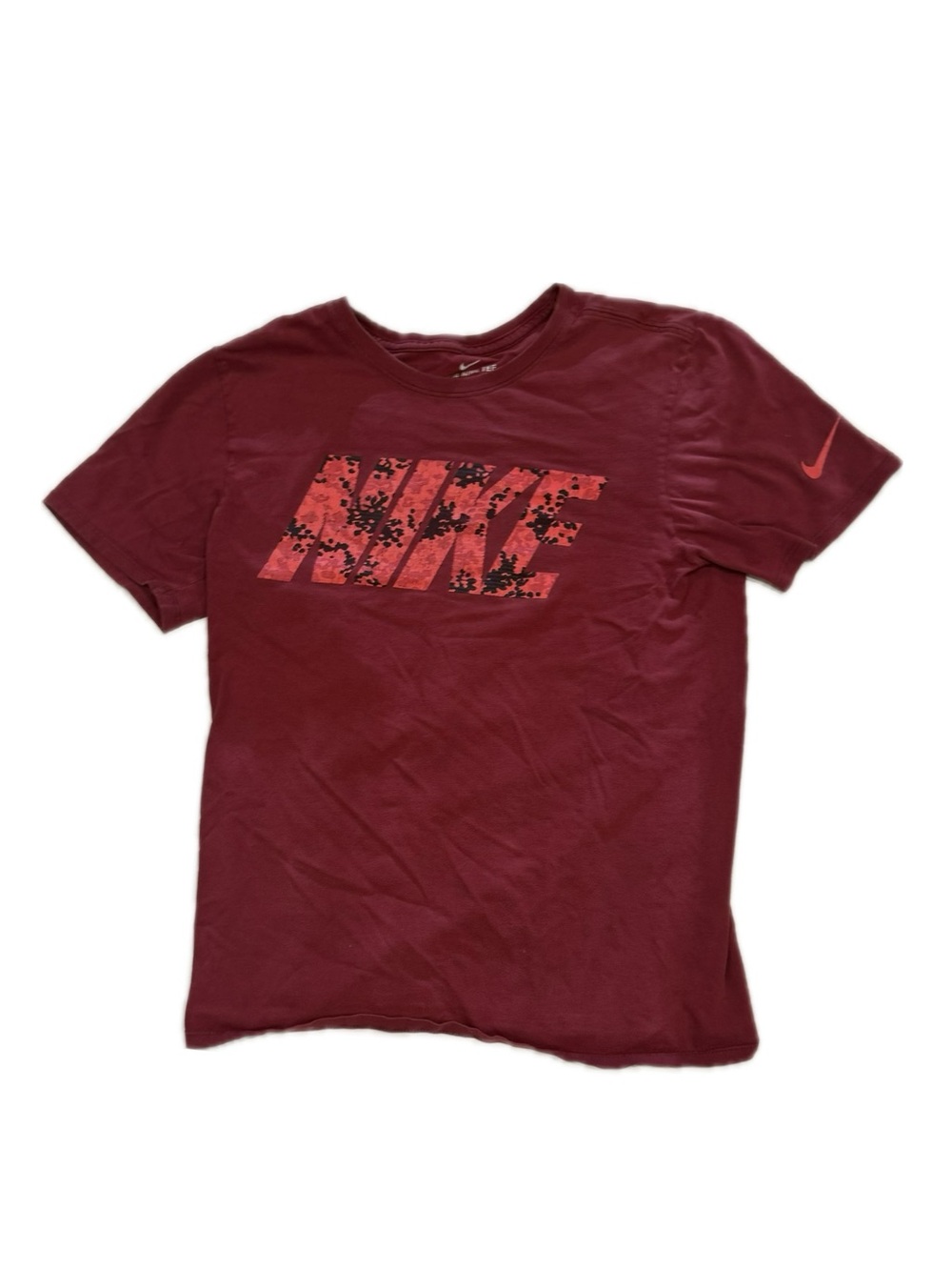 Nike T-Shirt Men’s Size Medium Burgundy Red Snakeskin Logo Graphic Tee